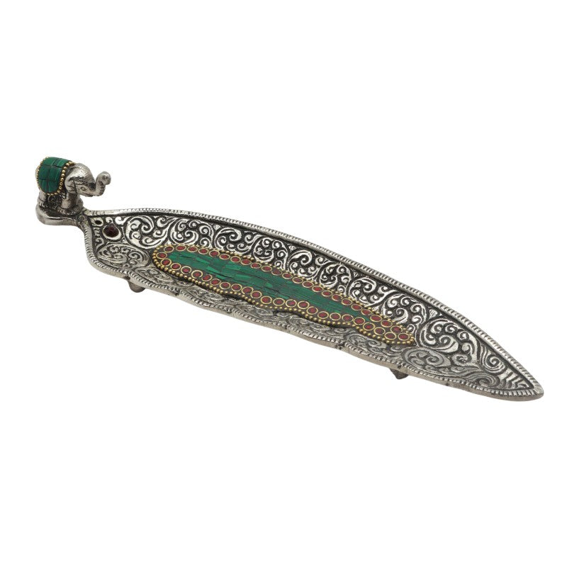 green elephant aluminium incense burner