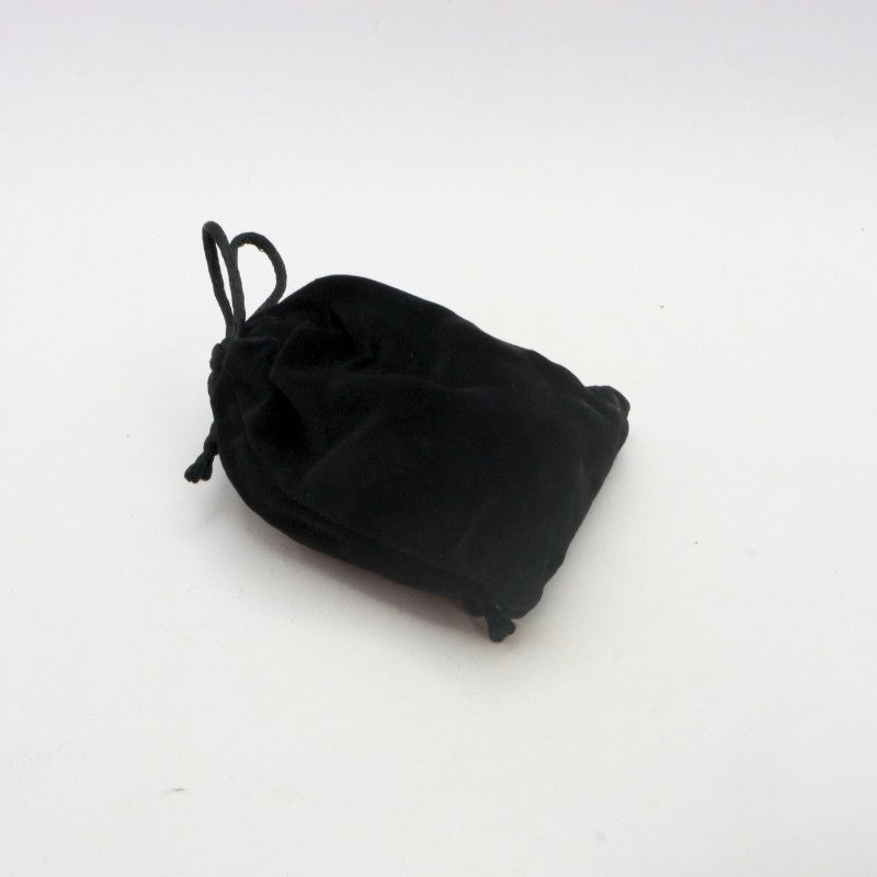 Black drawstring pouch on a white background