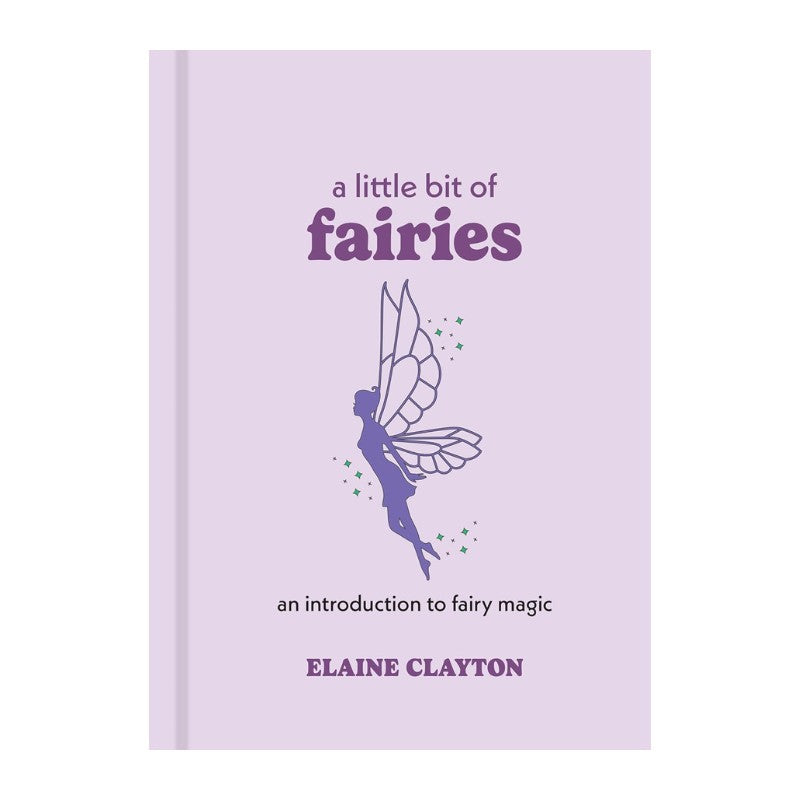 Book titled 'a little bit of fairies' with a fairy illustration on a purple background