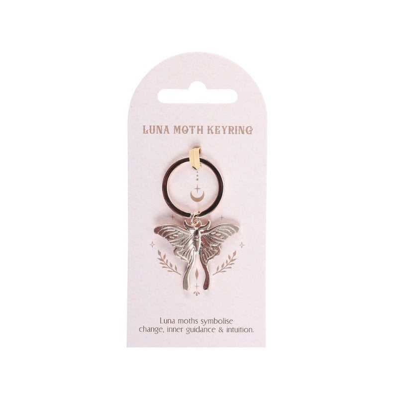 Luna moth keyring on a white background