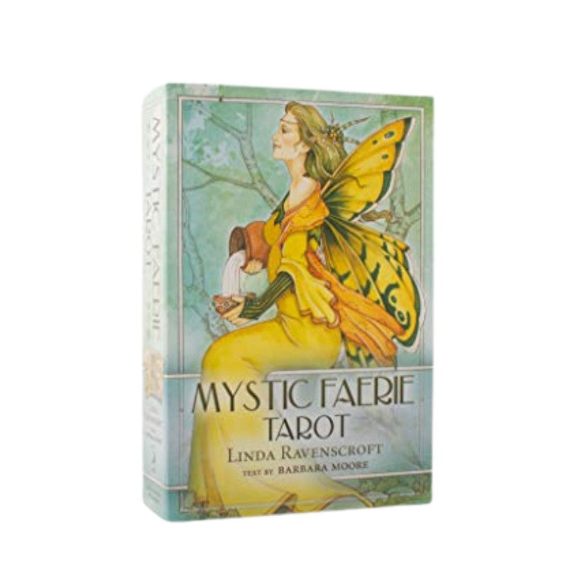 tarot box featuring a fairy in yellow dress on white background