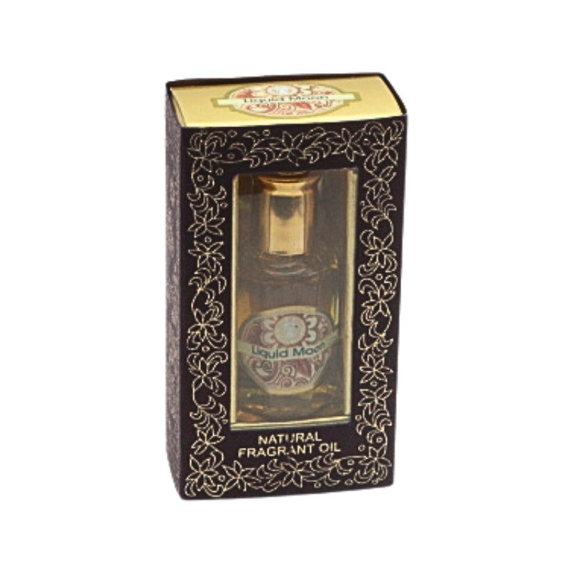 Bottle of Liquid Moon Natural Fragrant Oil in decorative packaging on a white background