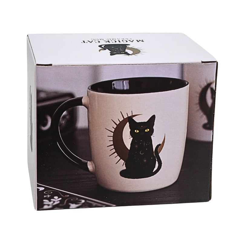 Mug with black cat design in a box packaging