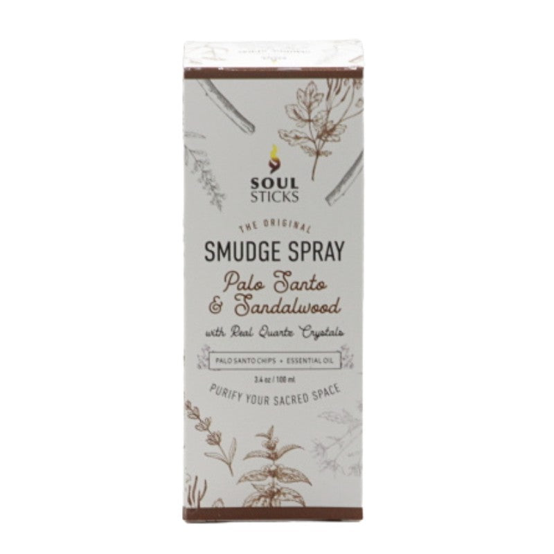 bottle of palo santo and sandalwood room spray in box