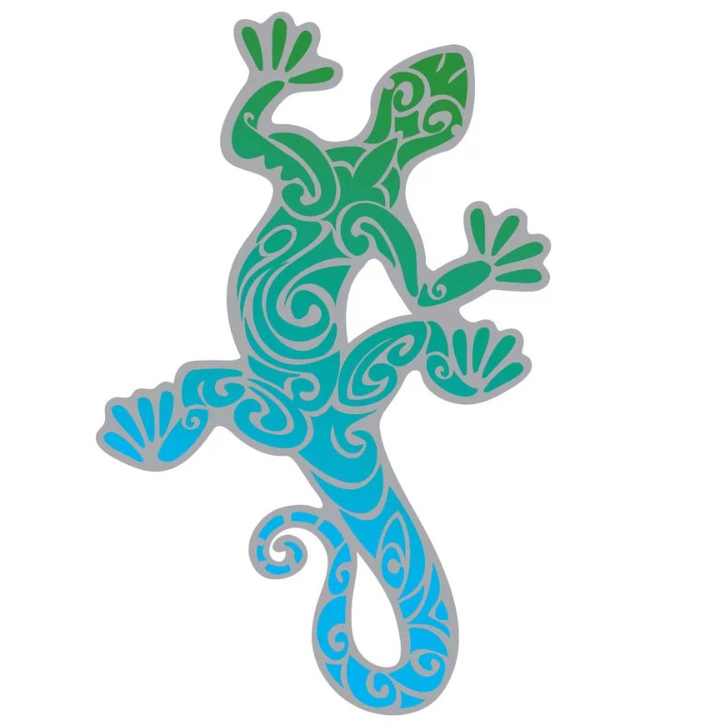 colourful window sticker of a gecko