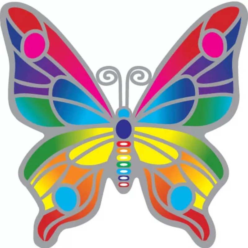 colourful window sticker of a butterfly