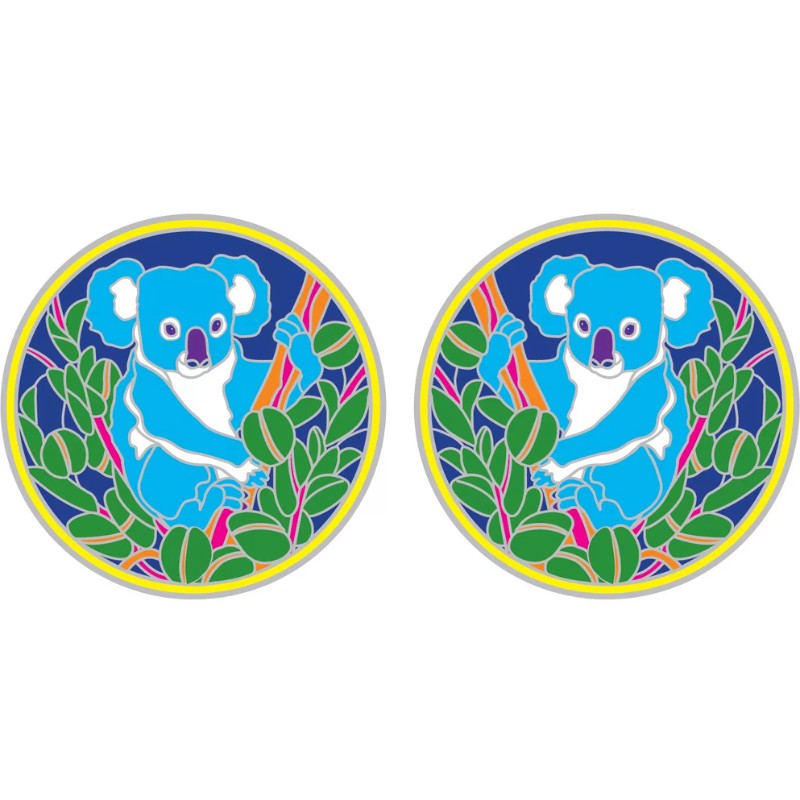 2 sunlight window stickers showing a koala in a tree