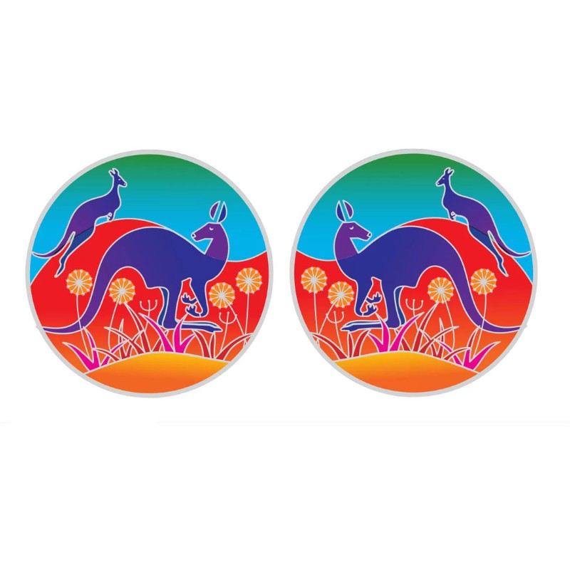 2 Sunlight window stickers showing a Kangaroo in the Outback