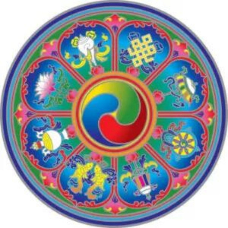 Sunseal Tibetan Auspicious Symbols window sticker