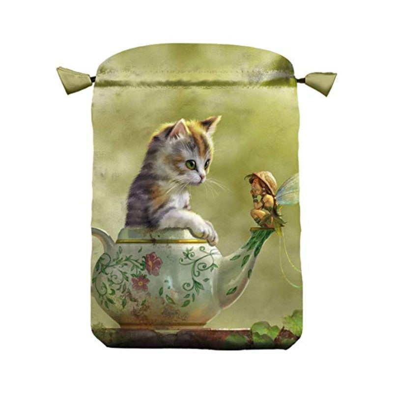 satin tarot bag with cat image