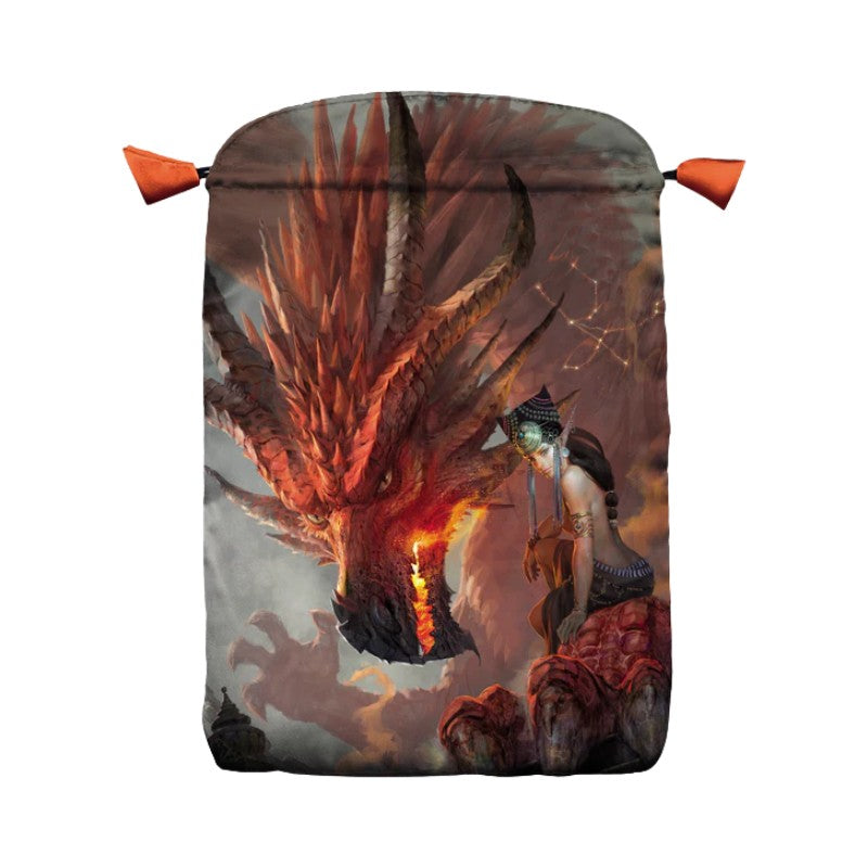 satin tarot bag with dragon print