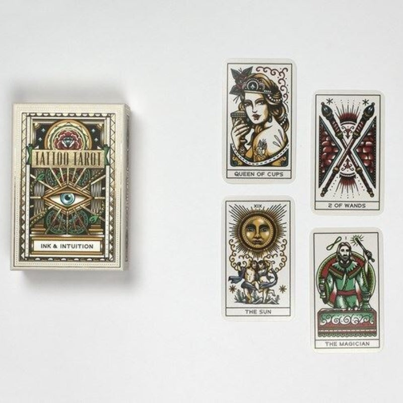 Tattoo Tarot Card Deck with 4 tarot cards