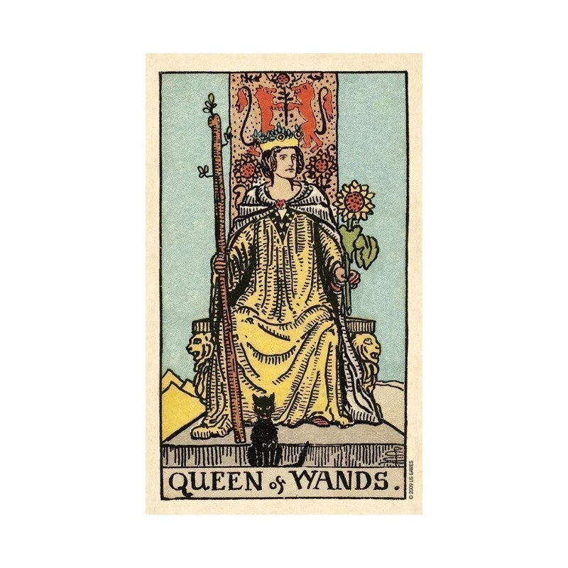 Queen of wands card from The Smith-Waite Centennial Deck