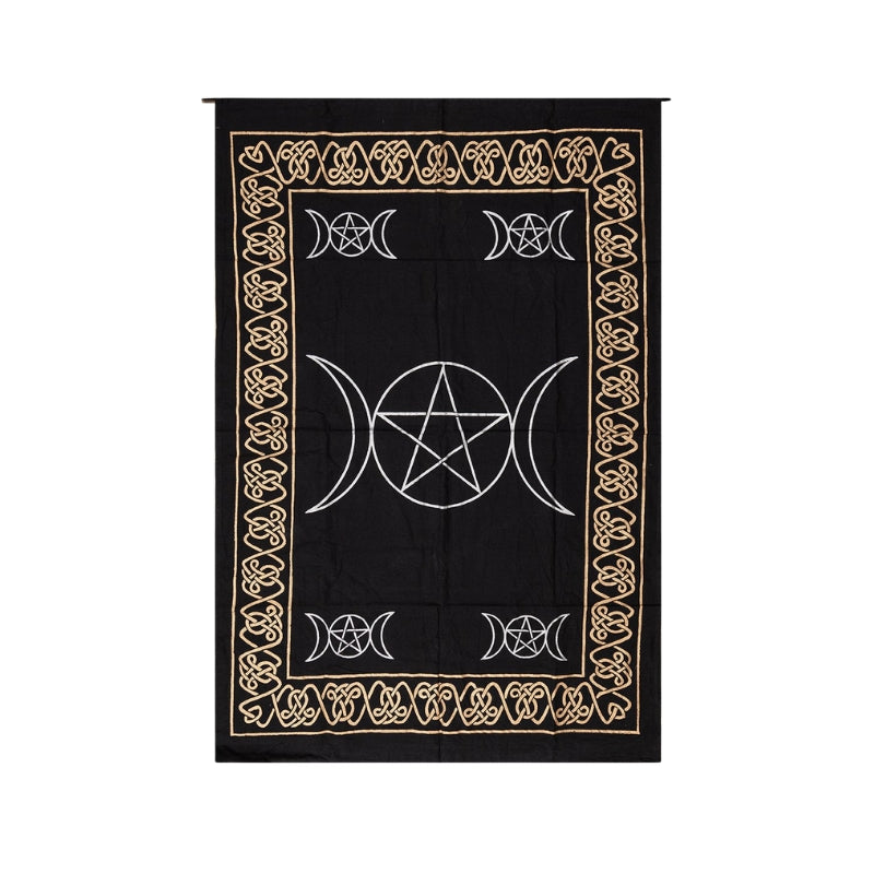 Triple Moon Pentacle Cotton Altar Cloth 75cm x 115cm