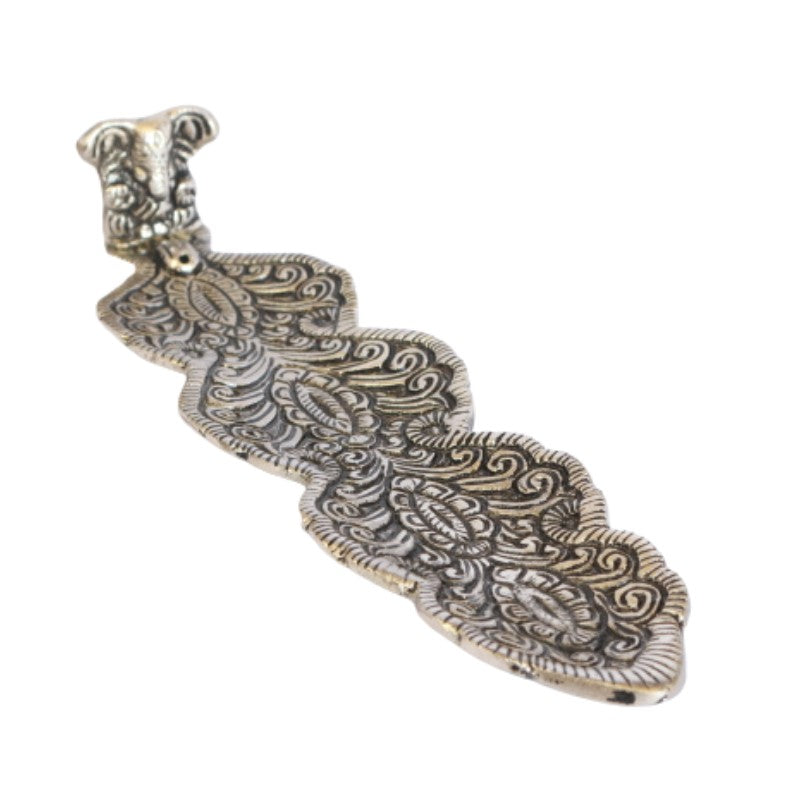 Aluminium Leaf Incense Stick Holder/ Ash Catcher With Ganesh