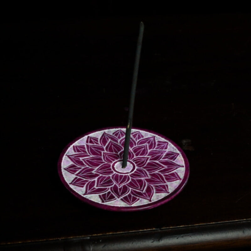 8cm Round Soapstone Chakra Incense Holder