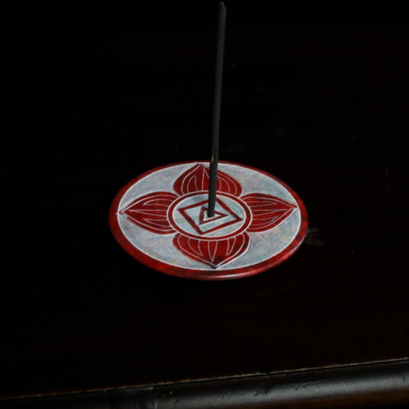 8cm Round Soapstone Chakra Incense Holder