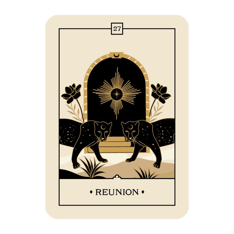 oracle card with two panthers and a star, labelled 'Reunion'.