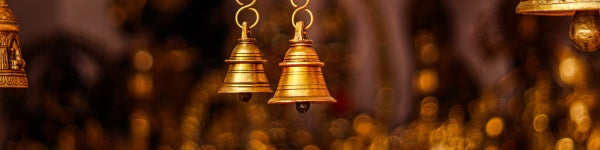 gold bells hanging 