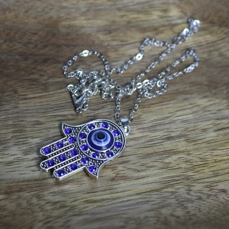 Turkish Evil Eye Hamsa Pendant Adjustable Necklace  -Evil Eye Protection Amulet