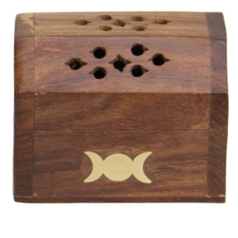 Triple Moon Incense Cone Holder Box- Incense Coffin