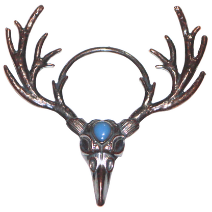 Dark metal skull and antlers hair pin