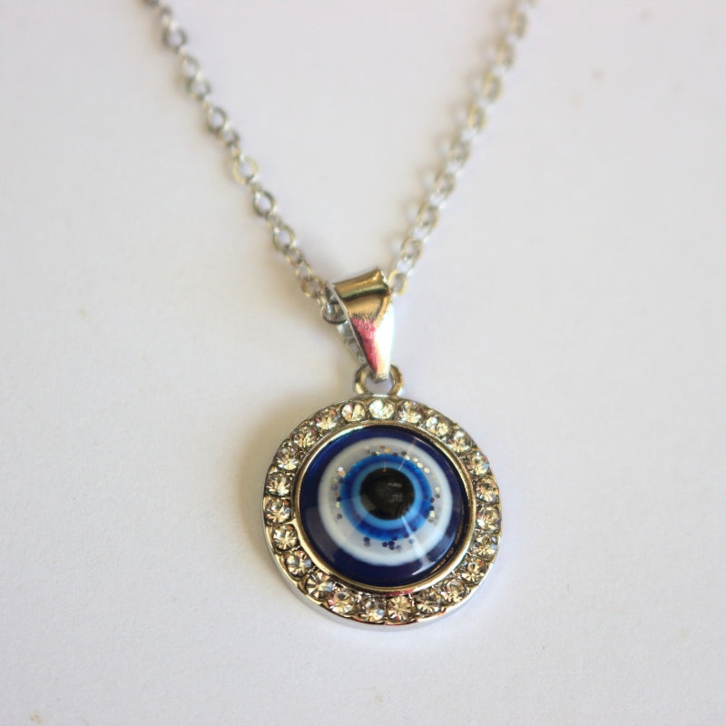 Turkish Evil Eye Round Pendant Adjustable Necklace  -Evil Eye Protection Amulet