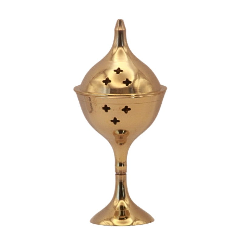 Brass Charcoal Incense Cone Burner On Stand Curious Cauldron brass-charcoal-incense-cone-burner-on-stand-curious-cauldron