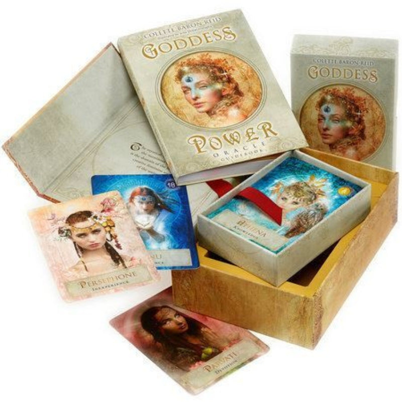Goddess Power Oracle Cards in a keepsake box with a guidebook