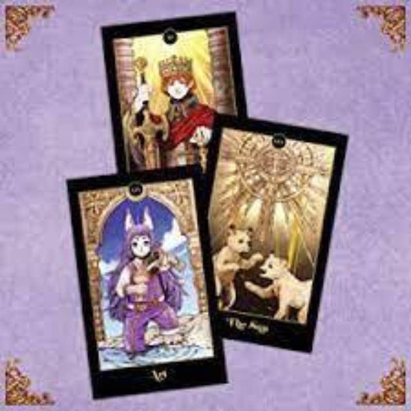 3 anime tarot cards from the anime tarot deck