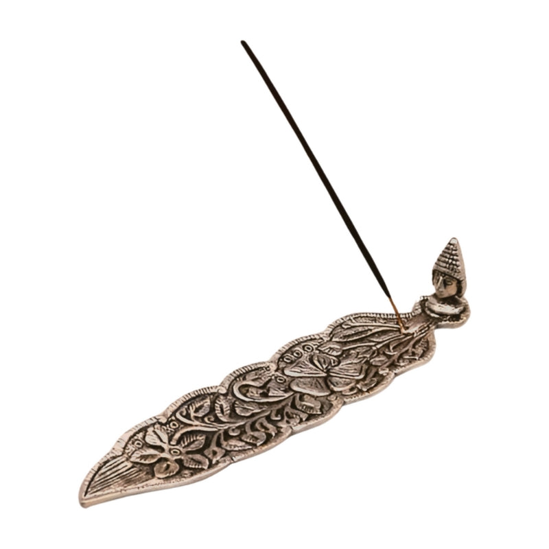 Aluminium Leaf Incense Stick Holder With Buddha