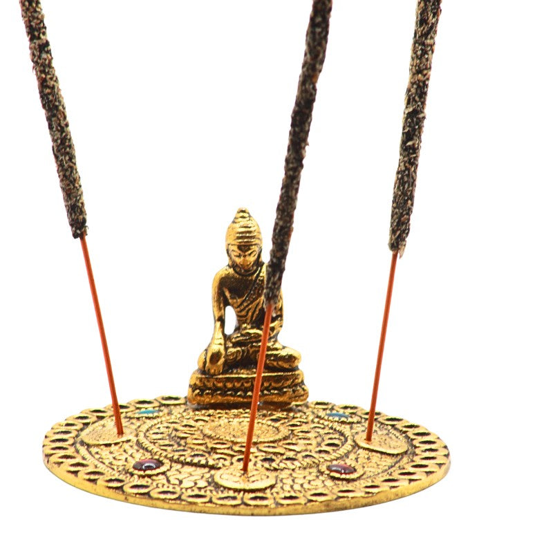 Aluminium Incense Stick Holder/ Ash Catcher With Buddha- Gold