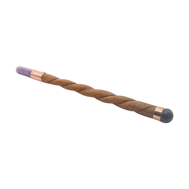 Amethyst & Polished Wooden Wand With Amethyst Tip