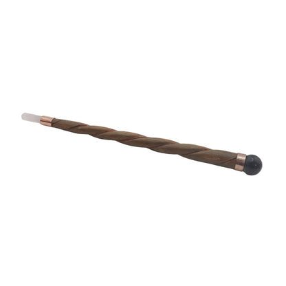  Polished Wooden Wand With amethyst ball at top and Rose Quartz Tip
