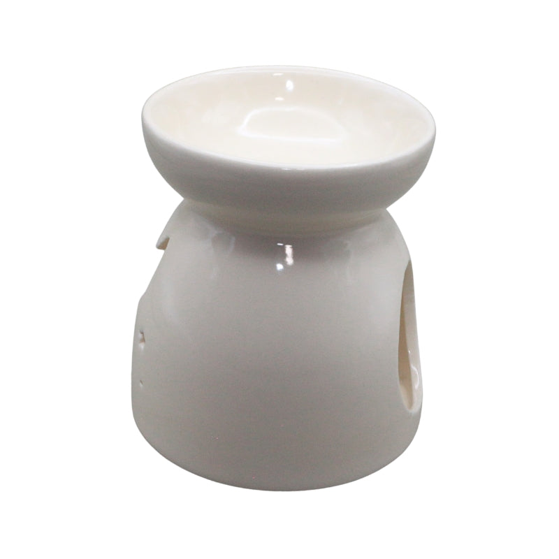 A white ceramic wax warmer, set against a plain white background