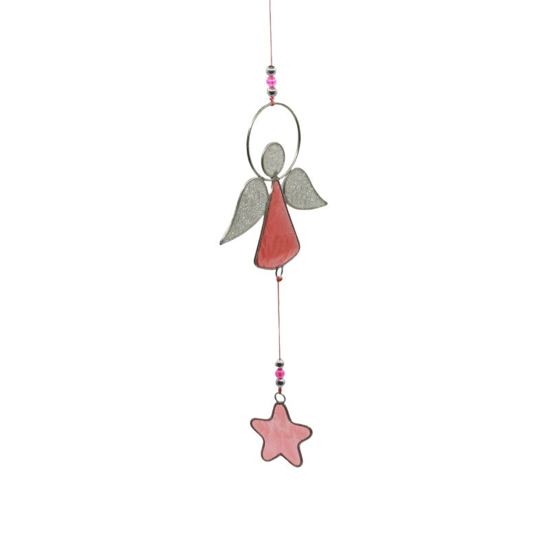 silver and pink angel suncatcher