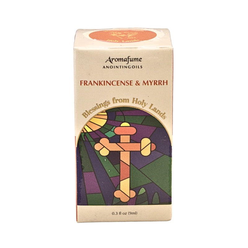 Packaging box for anointing oil with colourful label