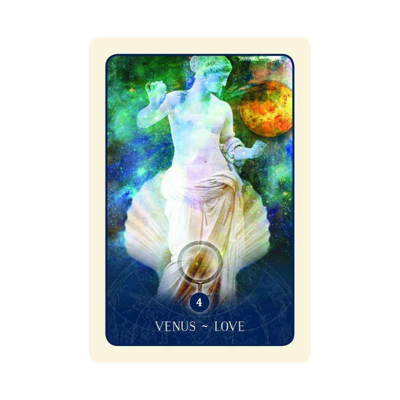 Card featuring an artistic depiction of Venus with a colorful background