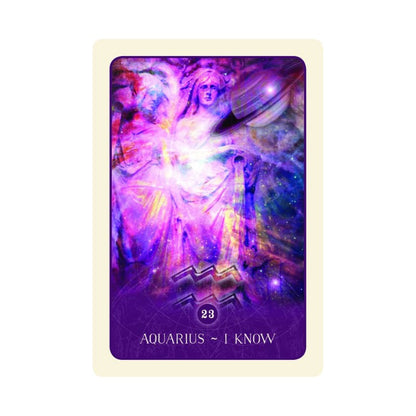 Card with a colorful design and 'Aquarius ~ I Know' text on a white background