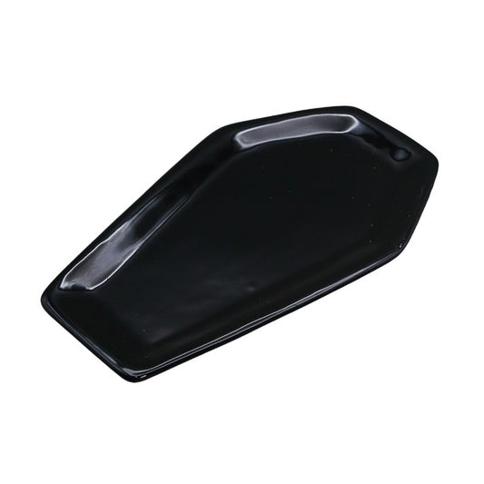 Black ceramic tray on a white background