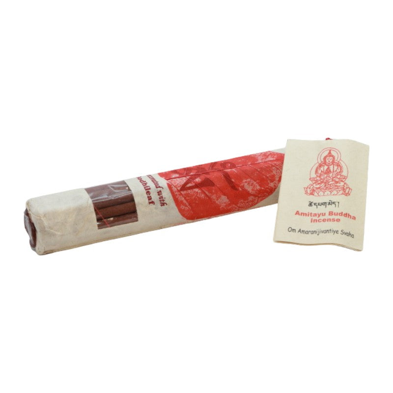 pack of handmade tibetan incense decorated with a coloured bodhi leaf 