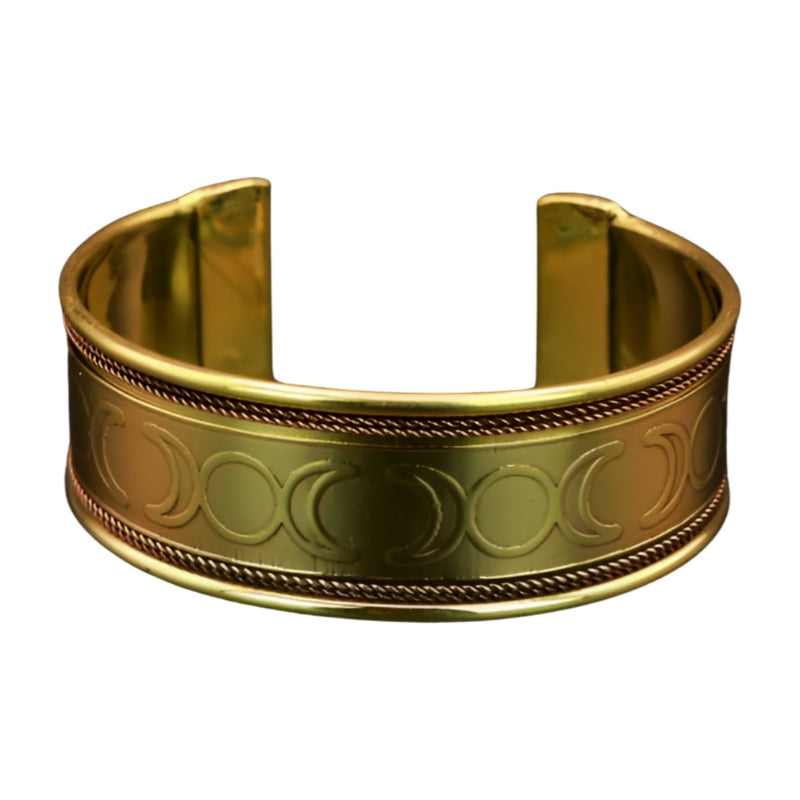 gold triple moon design cuff bracelet