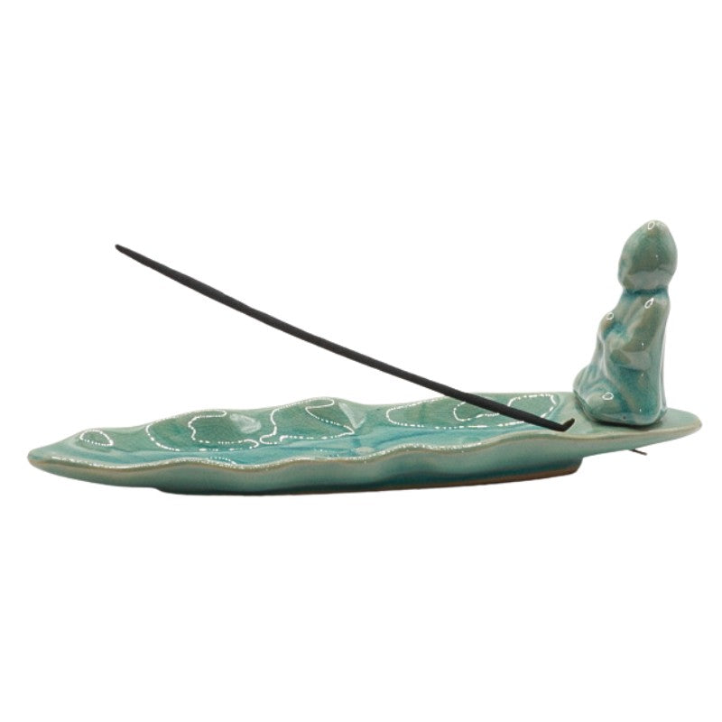 blue ceramic incense holder