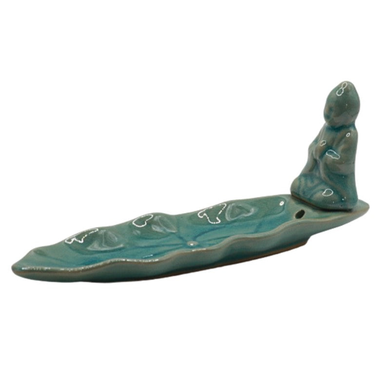 blue ceramic incense holder