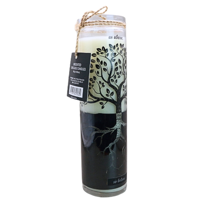 Tree Of Life Black & White Manifestation Candle "As Above, So Below"