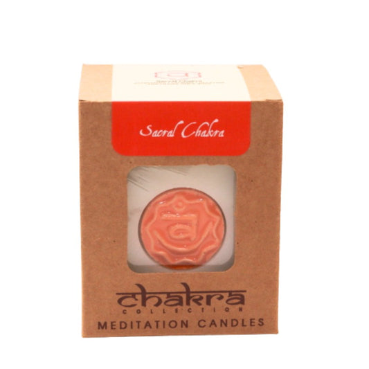 Sacral chakra meditation candle in brown box