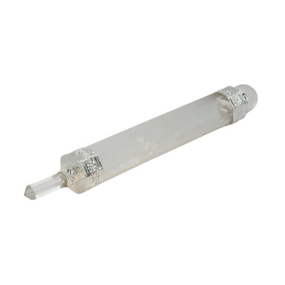 selenite crystal wand on a white background