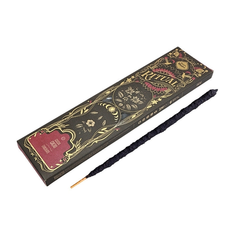 ornate box of incense sticks called "cocoa" by sagrada madre