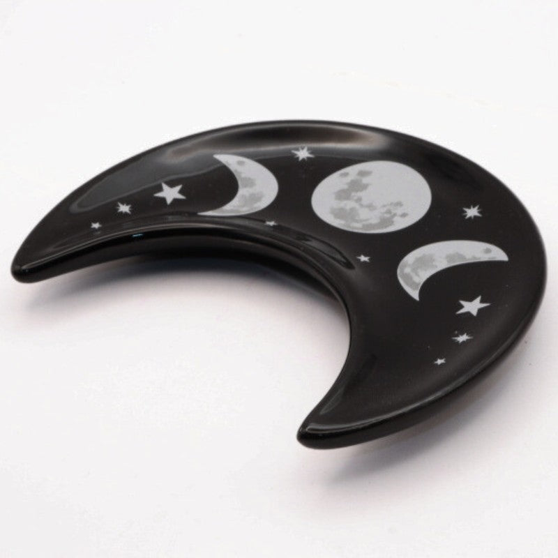 CRescent moon shaped ceramic trinket dish