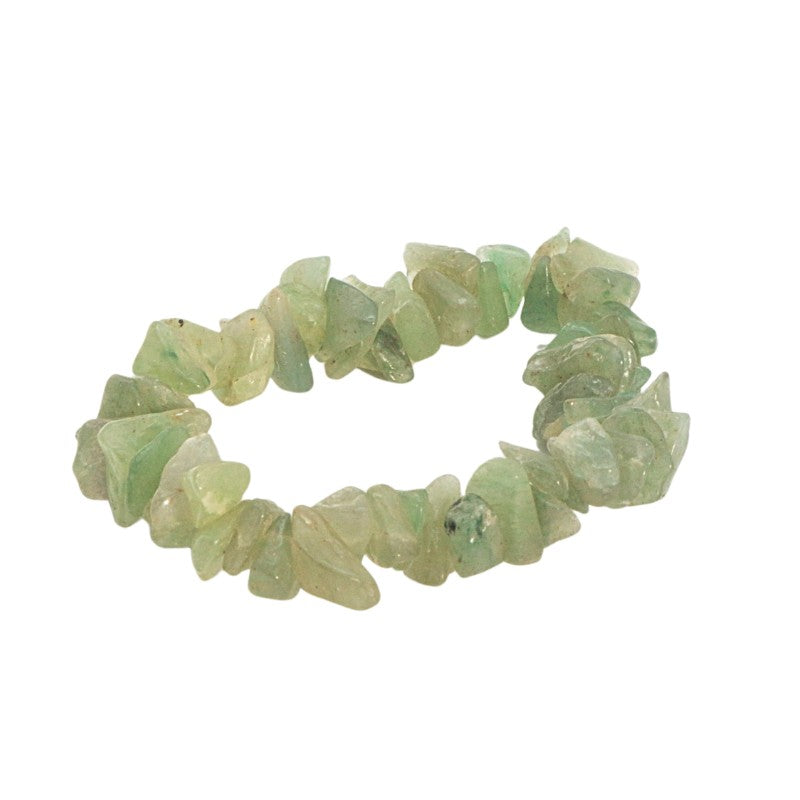 Green Aventurine stone chip bracelet on a white background